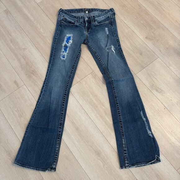 Vintage Y2K Bebe Kayla Boot Cut Jeans Rhinestone Logo on Seat Size 28 Modified - Picture 2 of 15